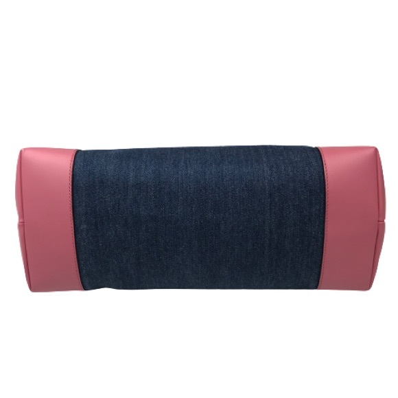 GUCCI Hawaii Tote Blue Denim Pink Leather Oversized Rare Vintage EUC - Picture 6 of 16